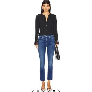 MOTHER Mid Rise Dazzler Cropped Fray Jean
